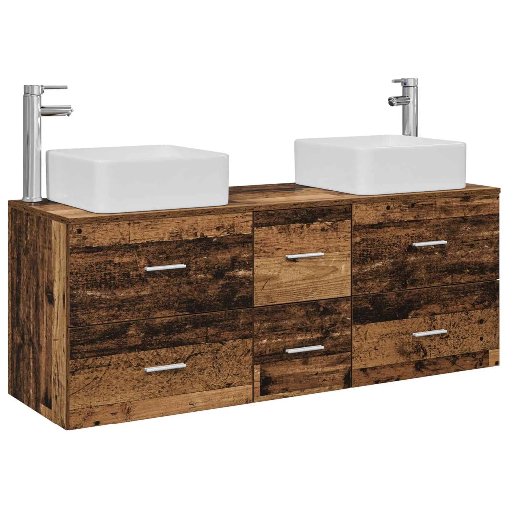 Set di Armadi da Bagno 3 pz Legno antico 49,5 x 41 x 63 cm 3405833