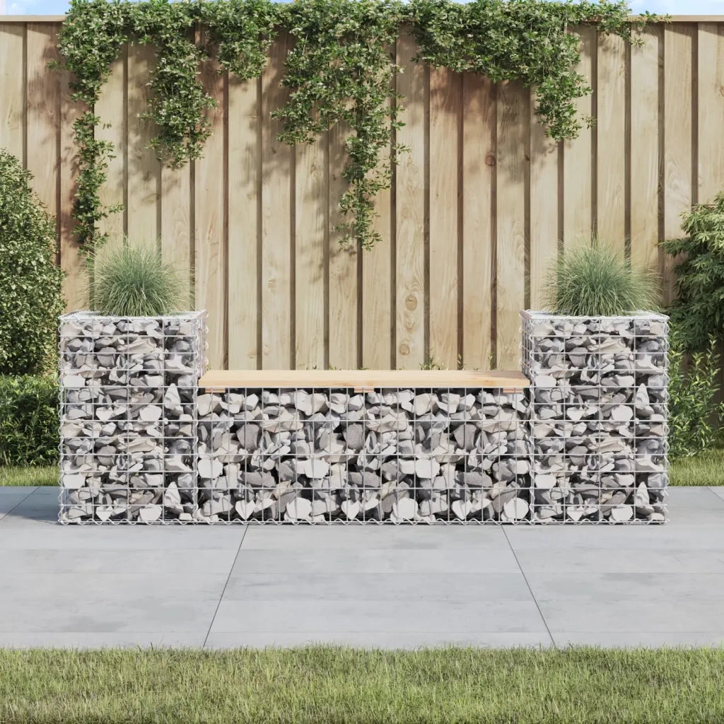 Panca Giardino Design Gabbione-Sgabello-Panca da esterno 183x41x60,5 cm Massello di Pino