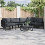 Set Divano da Giardino con cuscino 7 pcs Nero Acciaio 3378967