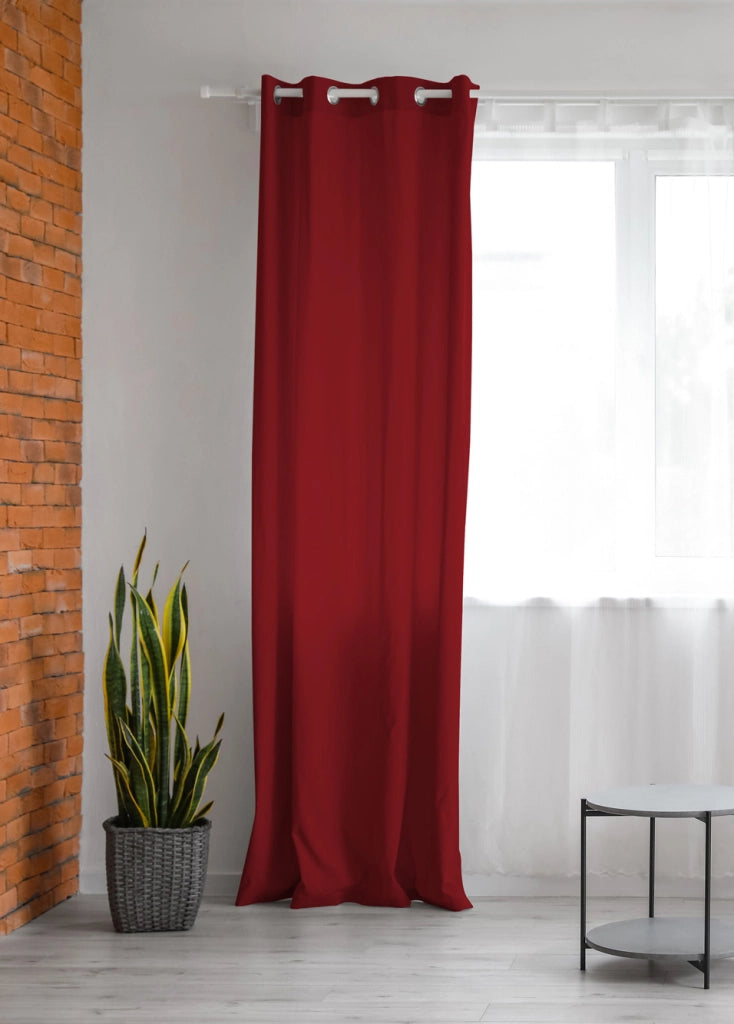 Tenda Semioscurante 140 x 290 Cm Moderne Con Occhielli  Bordeaux - 2 Tende