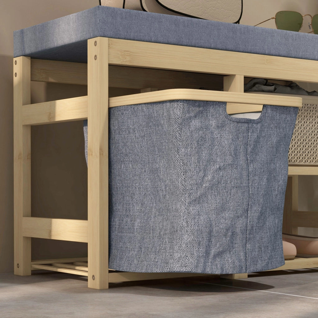 Scarpiera con Seduta ¨C Minimal ¨C Legno Naturale 69x30x45 cm