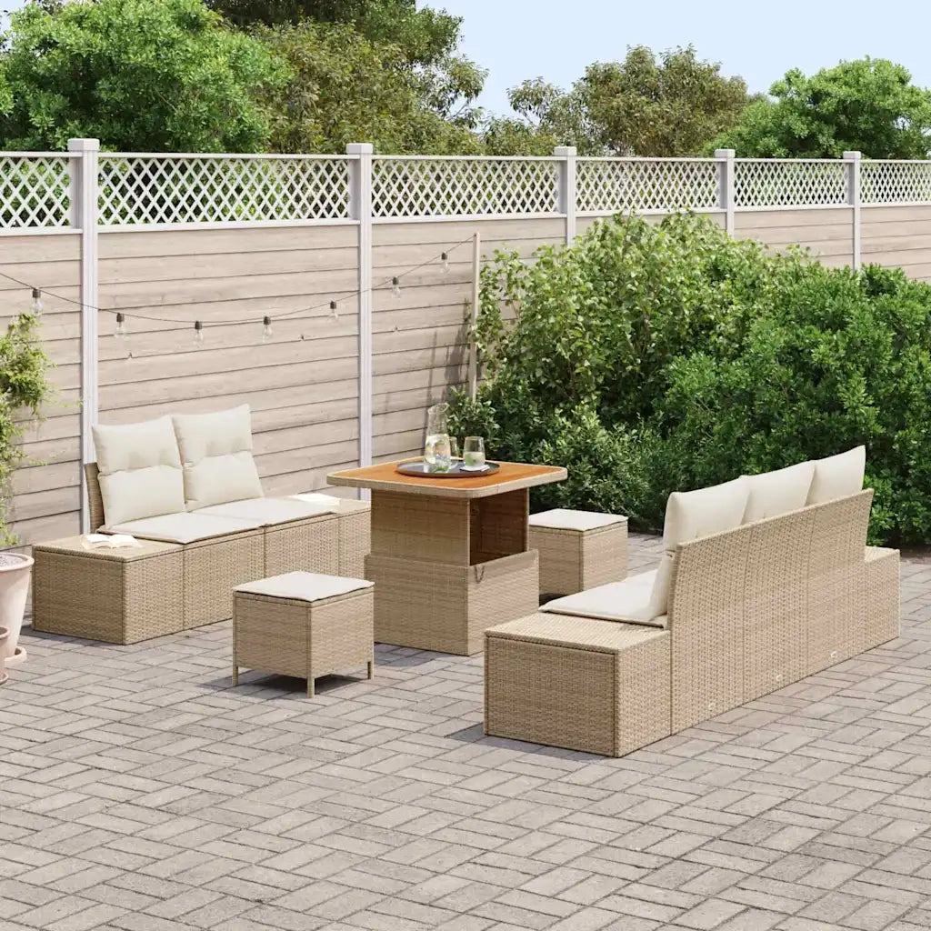 Set Divano da Giardino con cuscino 8 pcs Beige polyrattan 3362726