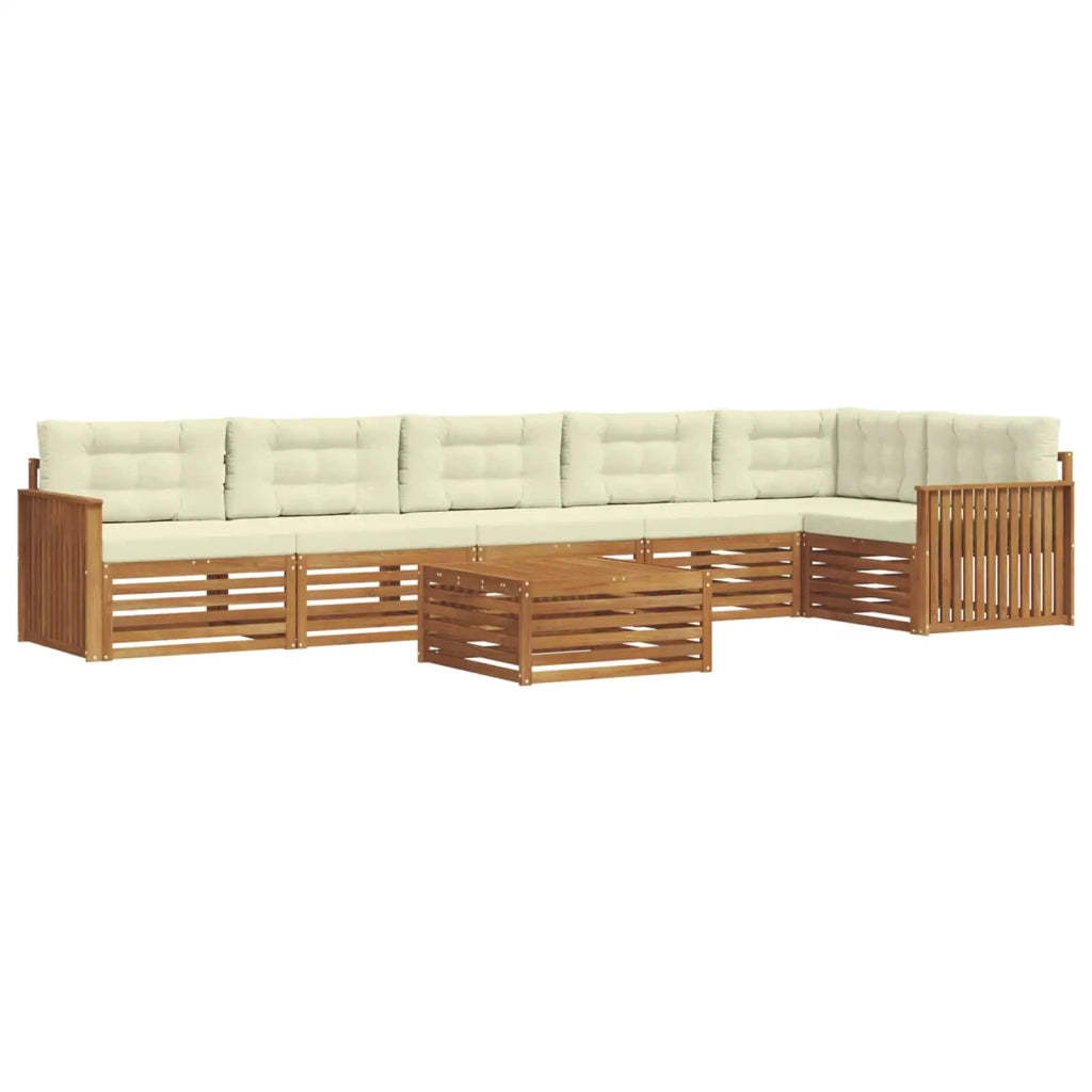 Set di divani da esterno con cuscino 7 pcs Naturale e Crema 3373575