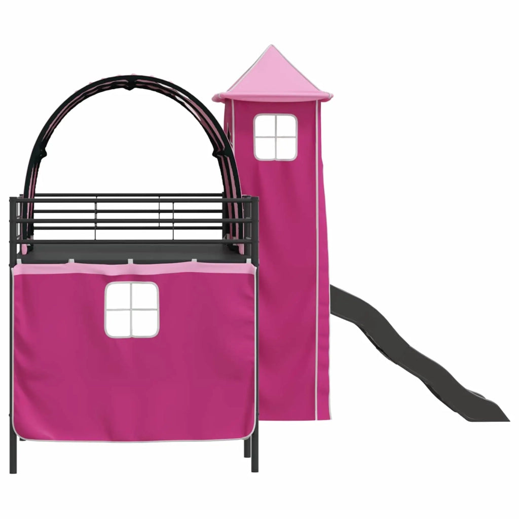 Struttura del letto loft per bambini Nero e rosa 100 x 200 cm 42020890