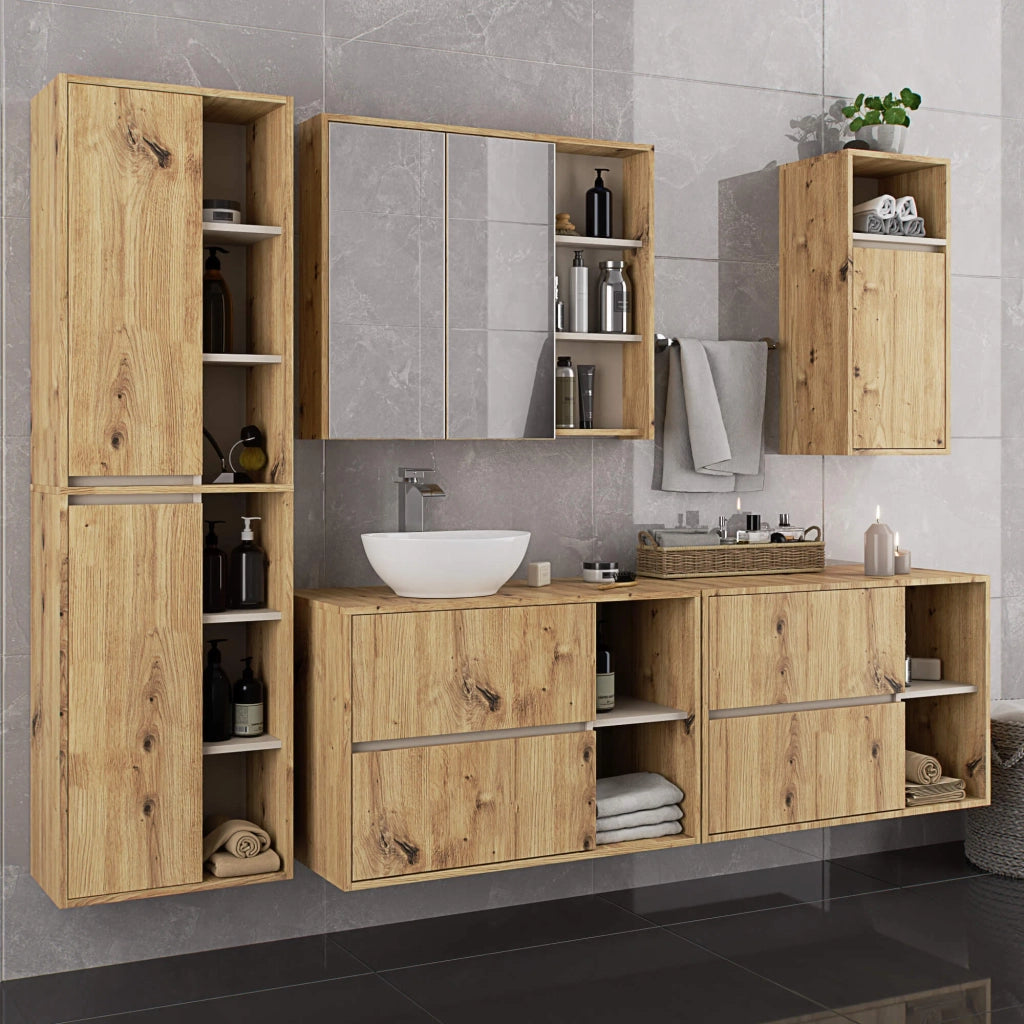 Colonna bagno sospesa VAMI Rovere Artisan, Cashmere 50 cm 2 ante 50x30x170 cm
