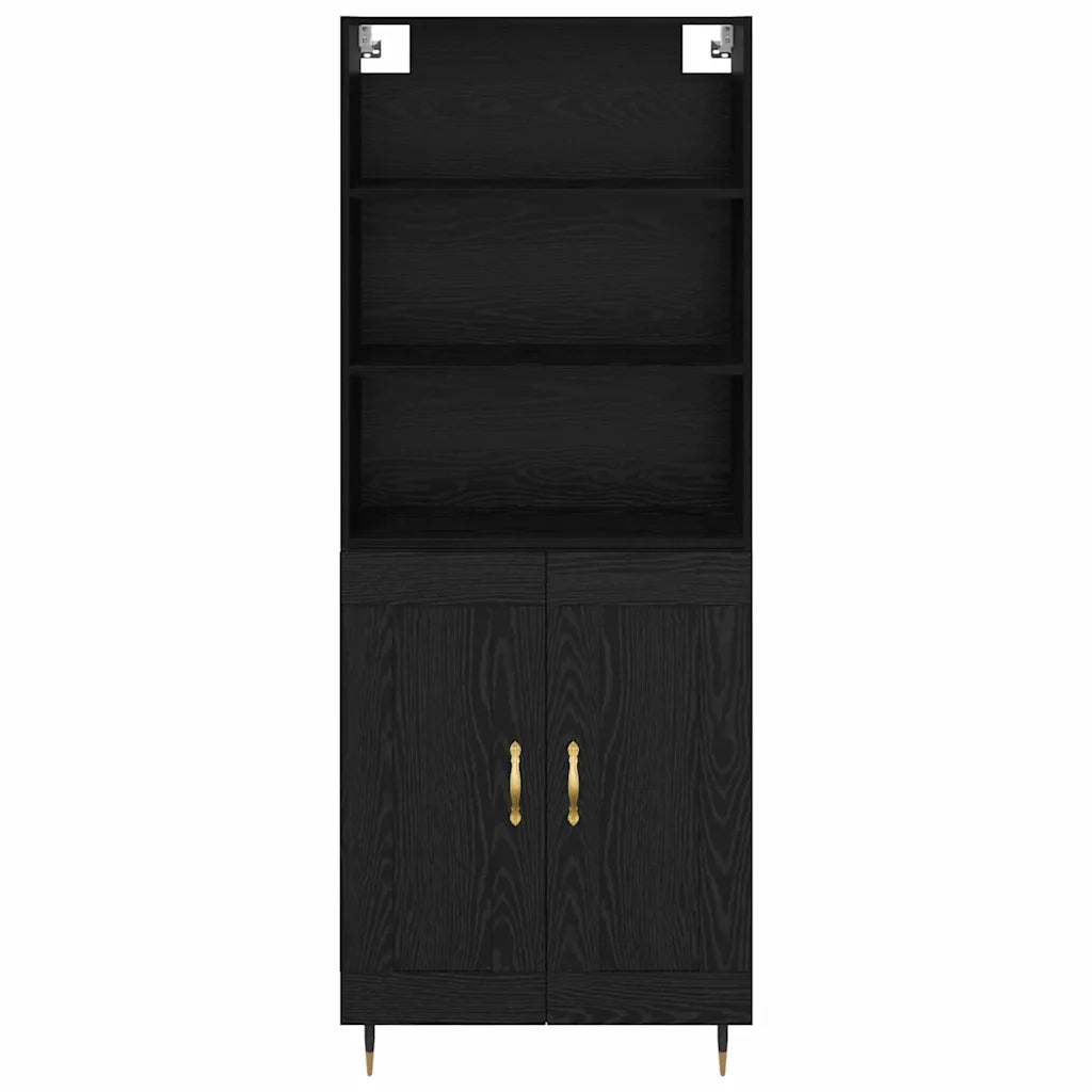 Credenza-Buffet-Armadio da cucina Rovere nero 69,5 x 34 x 180 cm Legno multistrato 528292