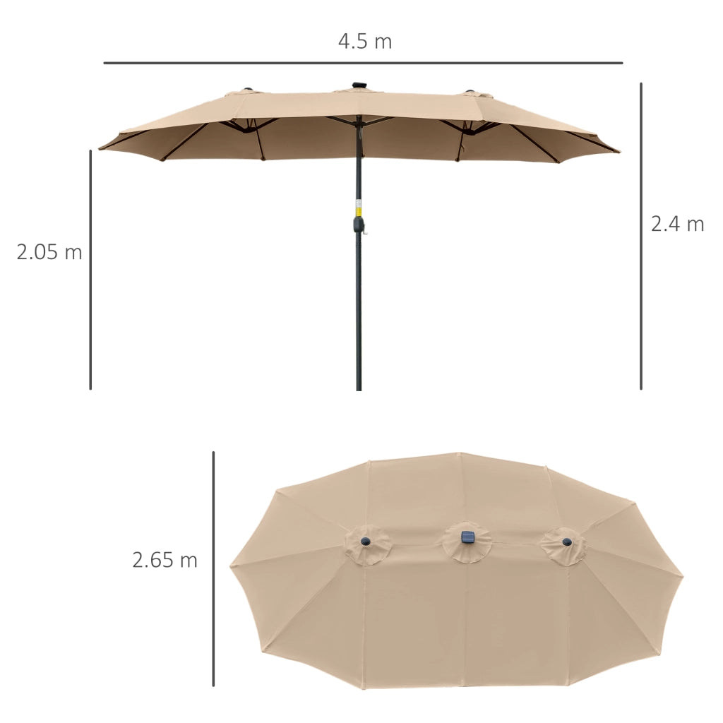 Ombrellone Doppio da Giardino con 48 Luci LED ¨C Xylo ¨C 4.5m Beige