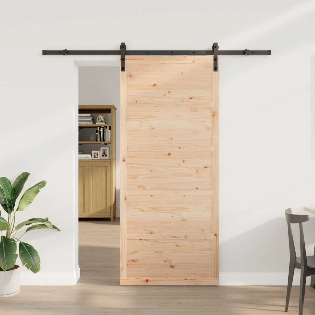 Porta scorrevole Naturale 80 x 208 cm Legno Massello di Pino 3445640