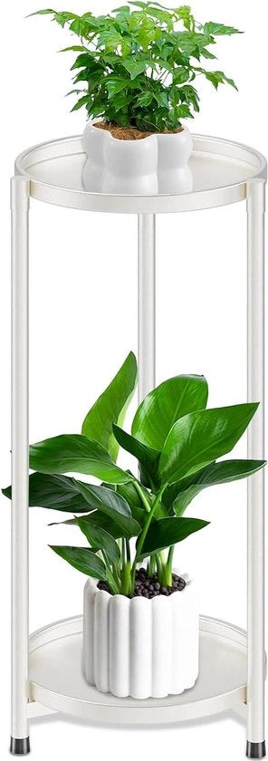 Standarizzazione per piante in metallo - sostenitore per piante per interni ed esterni - terrazza giardino balcone salotto - 2 livelli - bianco