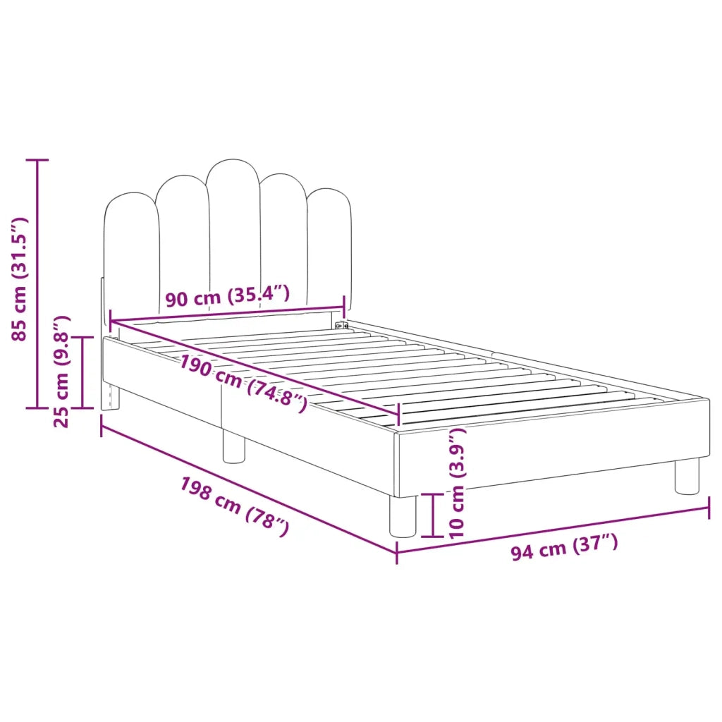 Struttura letto Bambini | Letto Infantile | Lettino con testata Rosa 90 x 190 cm Tessuto