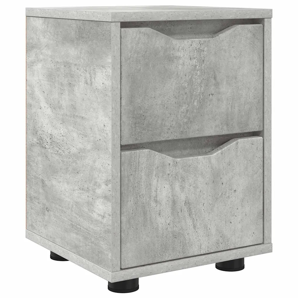 Comodino | Armadio da Notte | Mobiletto da notte Grigio cemento 30,5 x 30 x 43 cm Legno multistrato