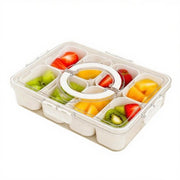 Scatola per snack, 8-compartmente scatola per snack con coperchio e maniglia, snack box portatile con compartimento, contenitori trasparenti per ogni picnic