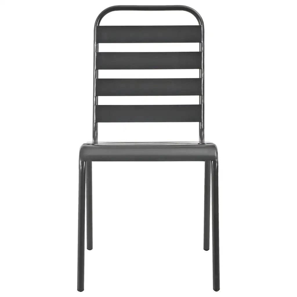Set Sedie Giardino Impilabili 5pz Antracite Acciaio Verniciato