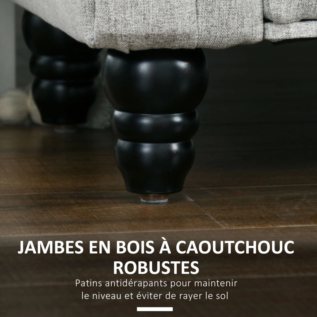 Divano 2 posti in tessuto con cassetti e piedi in legno ¨C Minimal ¨C Grigio 146.5x49x72