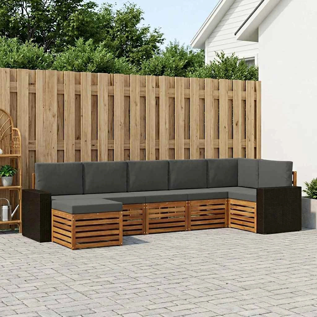 Set di divani da esterno 7 pz Naturale e Antracite 3384633