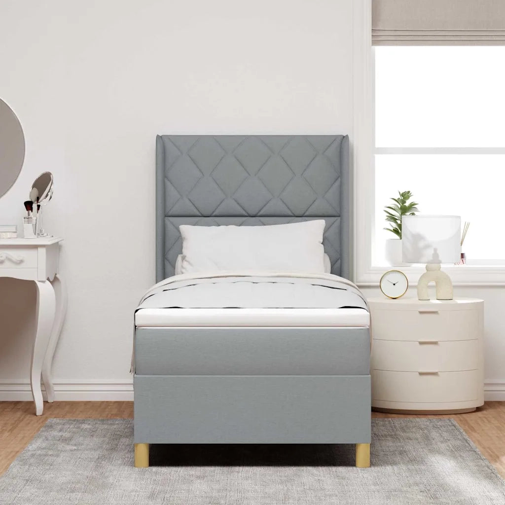 Letto a molle con testiera Grigio chiaro 100 x 200 cm Tessuto 3343742