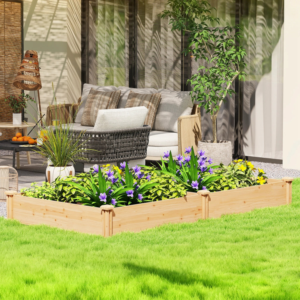 Giardino Urbano Elevato in Legno con Divisore e Base Aperta ¨C zephmum ¨C 235x121x26 cm Naturale