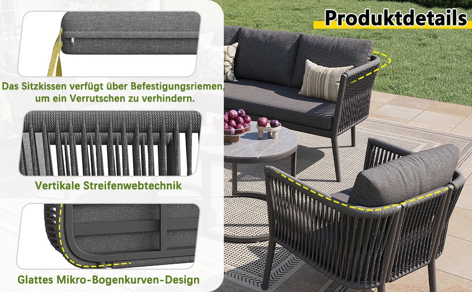 Set Divano da Giardino Modulare 6 Pezzi con Cuscini ¨C MINIMAL ¨C Polyrattan Grigio per Terrasse e Balcone