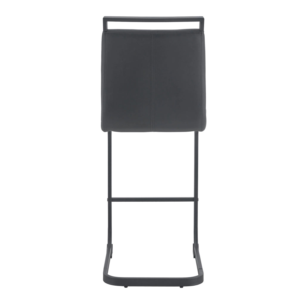Set di 2 sgabelli da bar in PU nero con gambe in metallo nero, altezza totale 96,5 cm