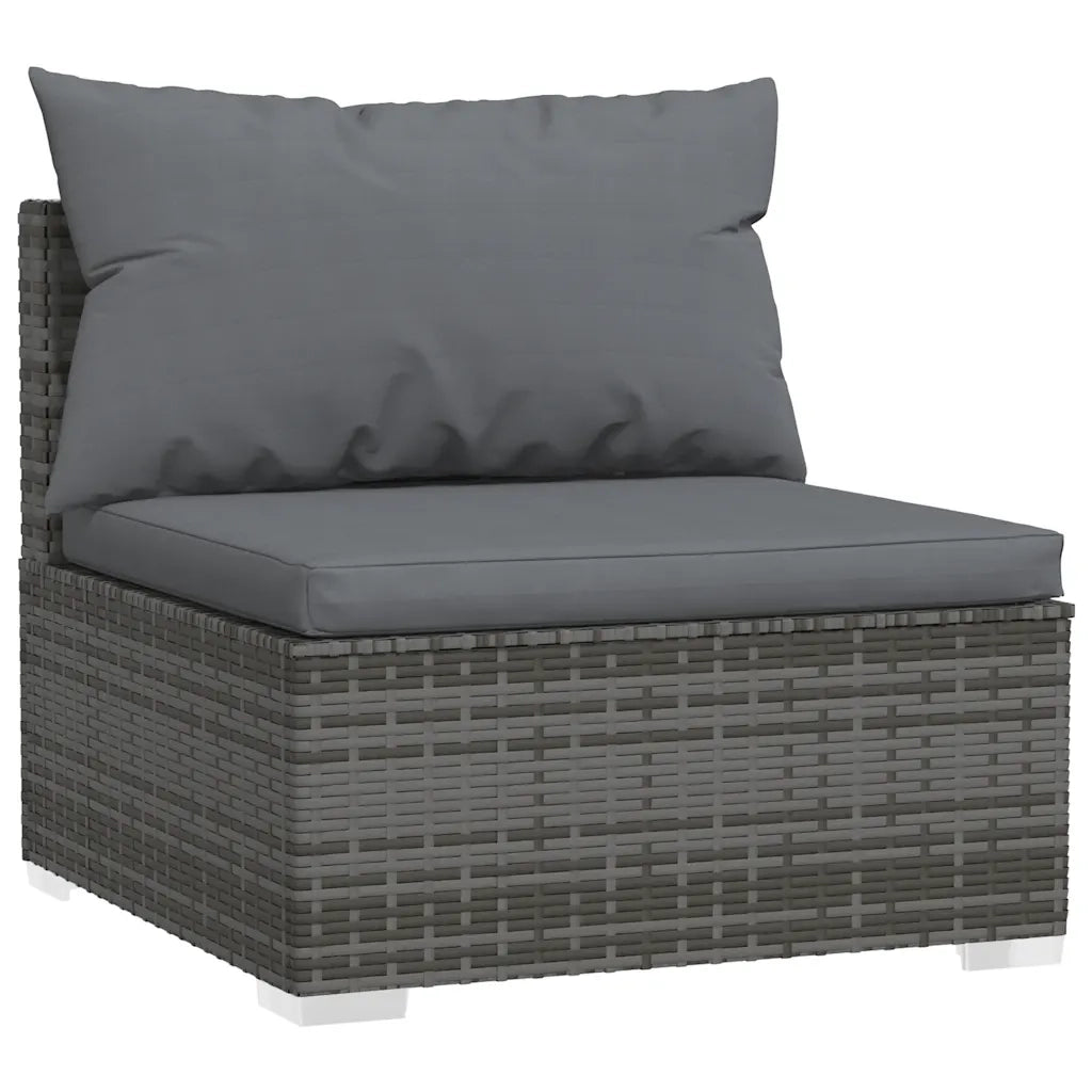 Set Divani da Giardino 4 pz con Cuscini in Polyrattan Grigio 317512