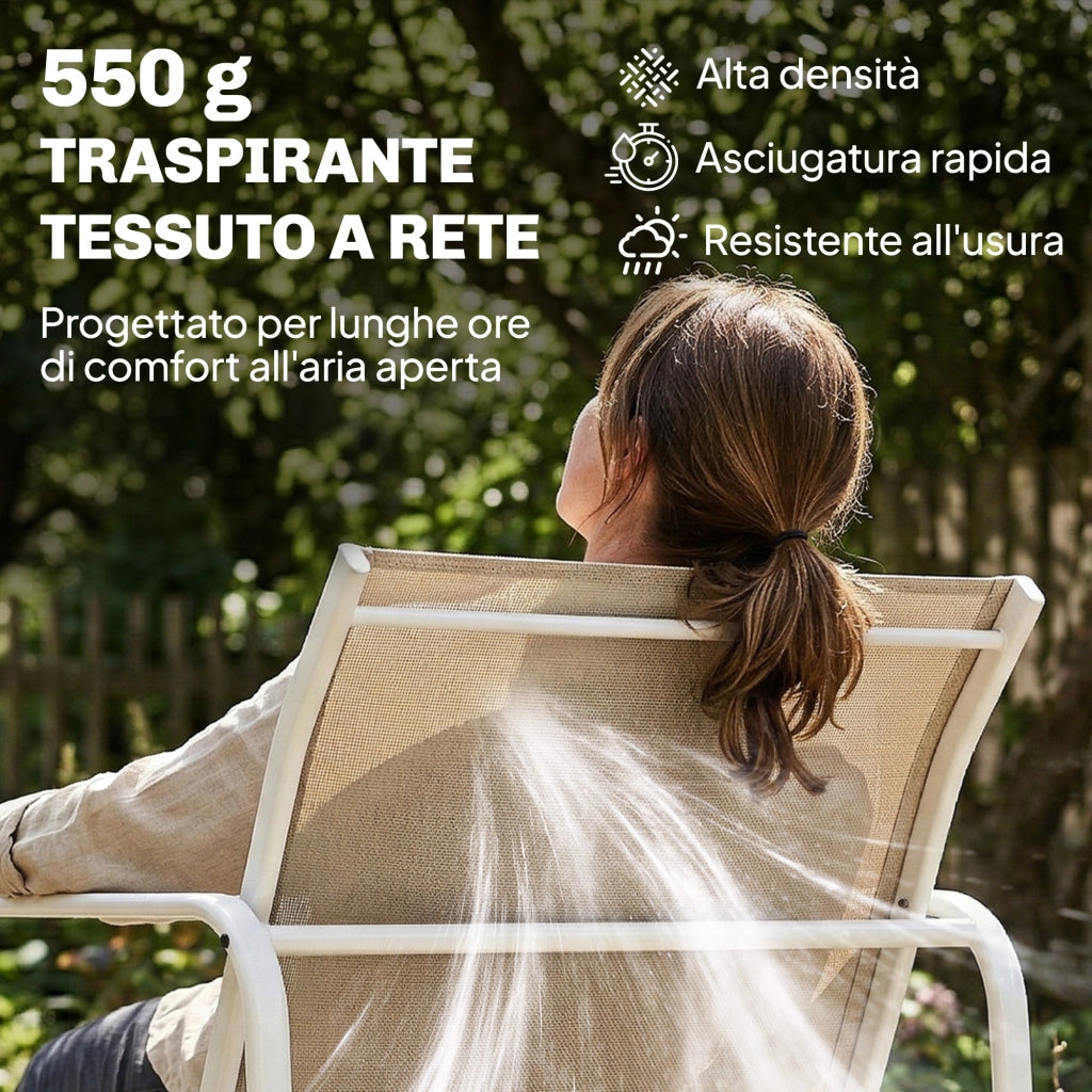 Set da Giardino 4 Pezzi con Divano, Poltrone, Tavolino, Khaki e Bianco