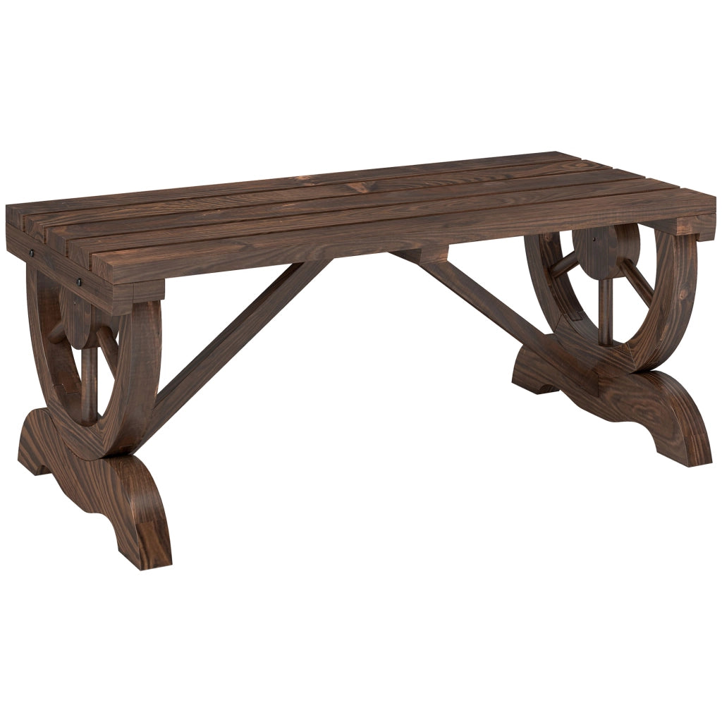 Panchina da giardino in legno naturale resistente alle intemperie; stile rustico; 98 x 50 x 39;5 cm; mobili da esterno pratici