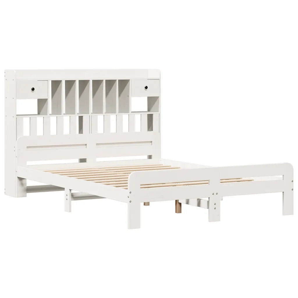 Letto Libreria senza Materasso Bianco 140x200 cm Legno di Pino 3308883