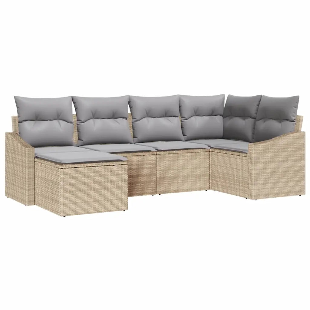 Set di divani con cuscino 6 pcs Beige polyrattan 3346790