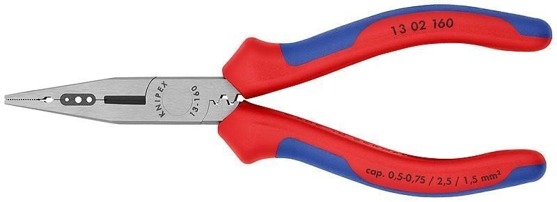 KNIPEX 13 02 160 Pinza per Elettricisti 160 mm con Impugnature Ergonomiche Multicomponente Acciaio al Vanadio Temprato a Induzione colore Nero