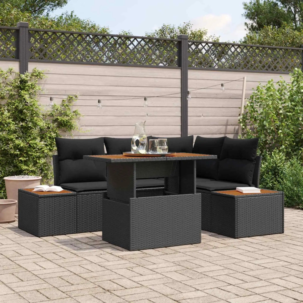 Set Divano da Giardino con archiviazione 5 pcs Nero Poly Rattan 3358802