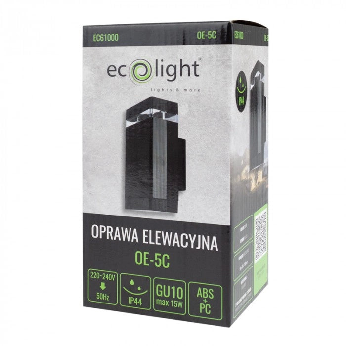 Applique esterno moderno nero 1 luce GU10 IP44 Ecolight