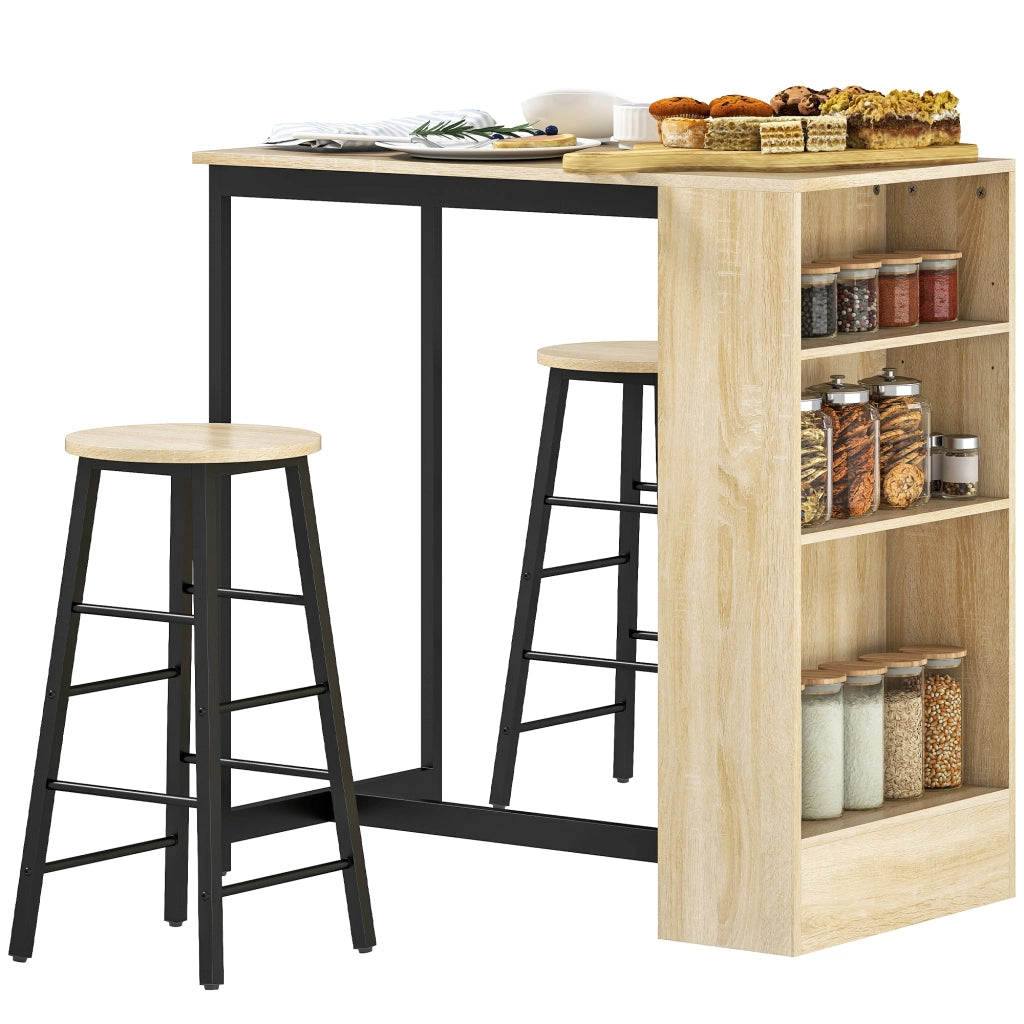 Set tavolo bar con 2 sedie ¨C Minimal ¨C marrone chiaro e nero