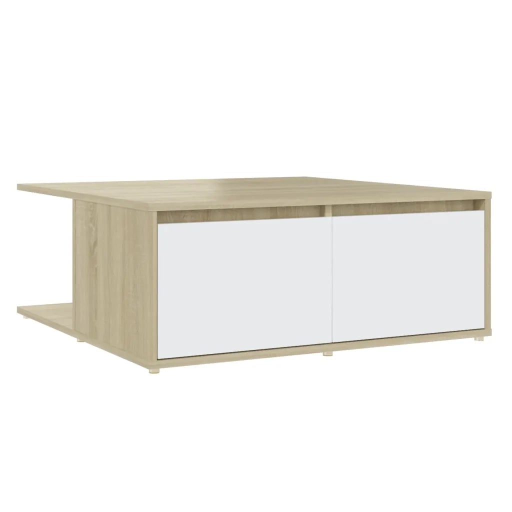Tavolino Salotto-Tavolino da soggiorno-Tavolo Bianco e Rovere Sonoma 80x80x31cm Multistrato