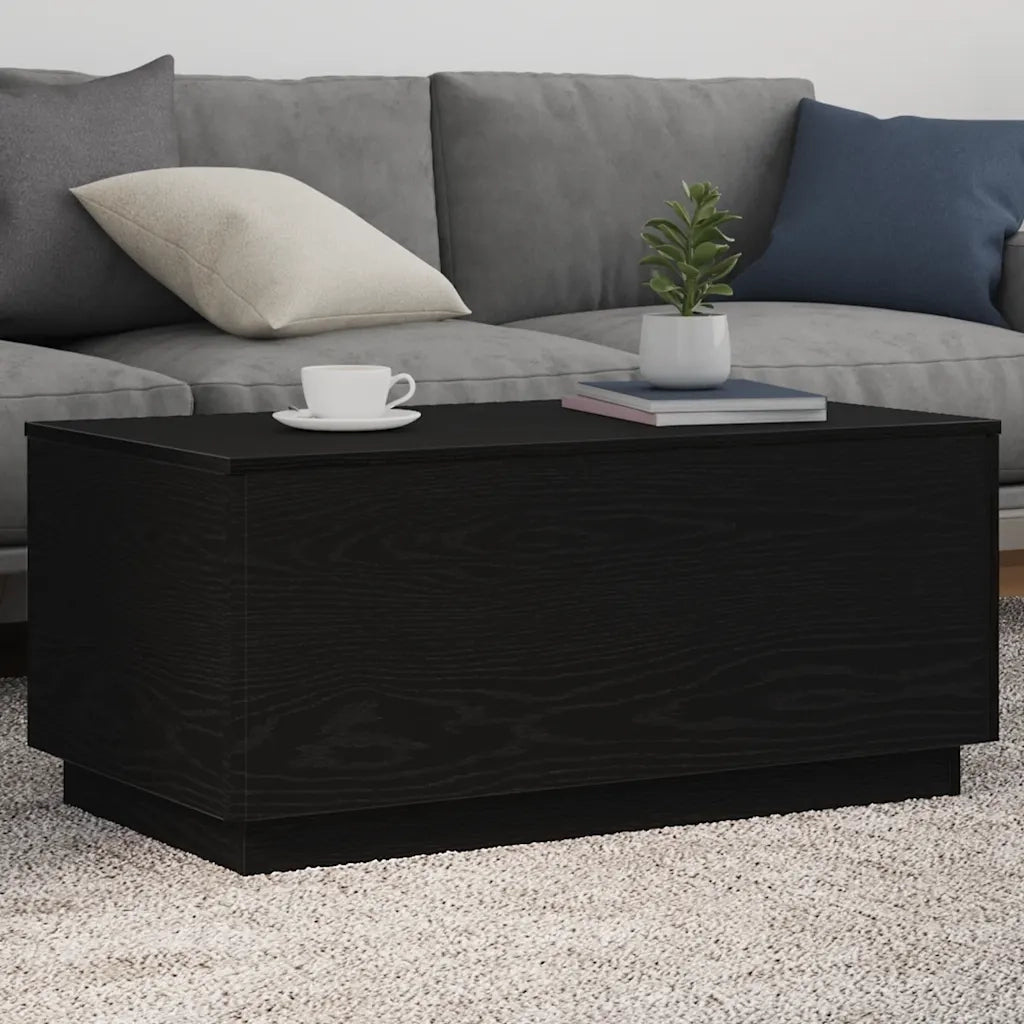 Tavolino da Soggiorno con Luci LED Rovere Nero 90x50x40 cm 862260