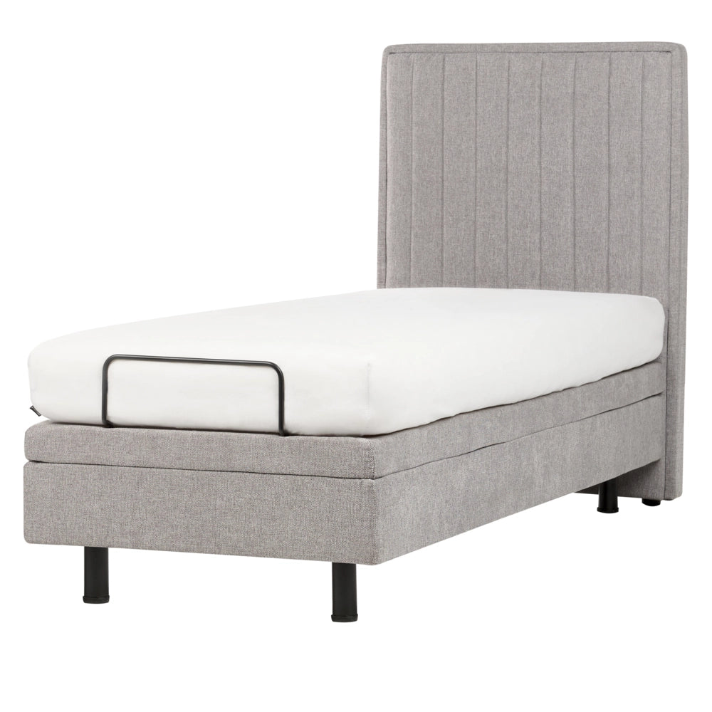 Letto Tessuto Grigio Chiaro Elettrico Regolabile con Telecomando 80 x 200 cm