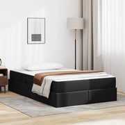 Letto con contenitore e materasso 2 pcs Nero Pelle