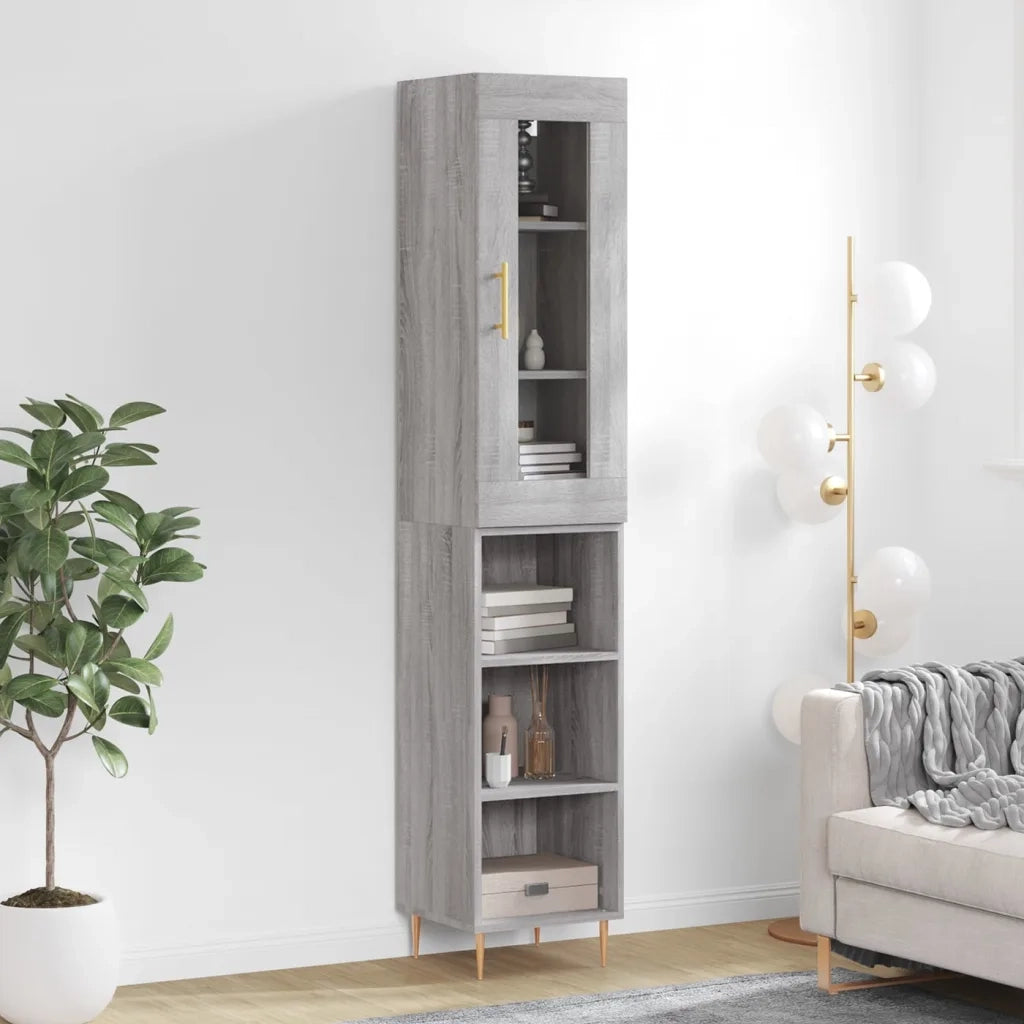 Credenza | Madia | Buffet da pranzo | Armadio da pranzo Grigio Sonoma 34,5x34x180 cm in Legno Multistrato