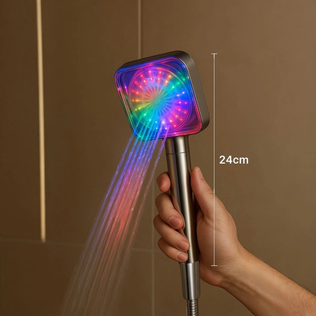 Soffione Doccia LED RGB Multicolore Cromoterapia, Cambio Colore Automatico