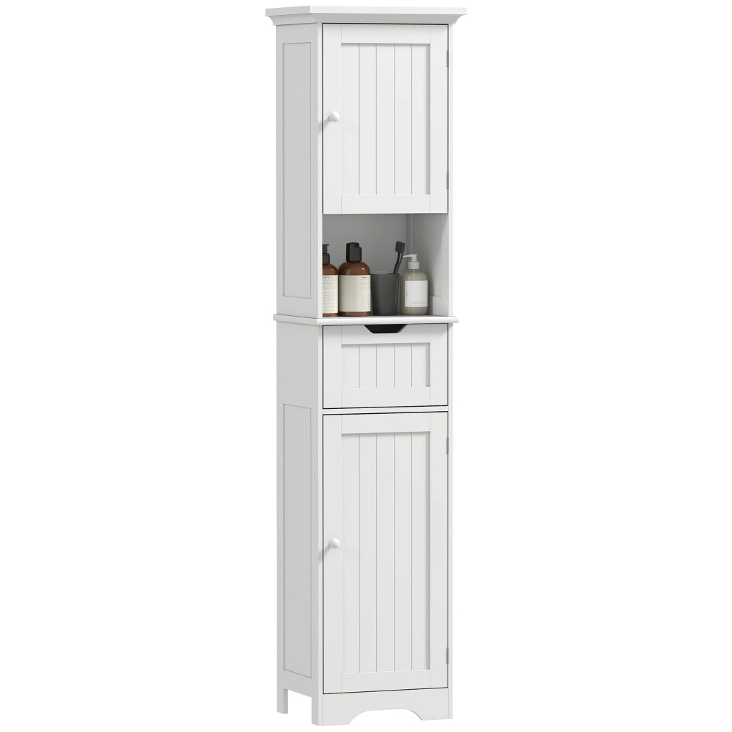 Mobile Colonna Bagno con Armadietti, Cassetto e Ripiano ¨C Minimal ¨C Bianco, Legno, 40x30x170 cm