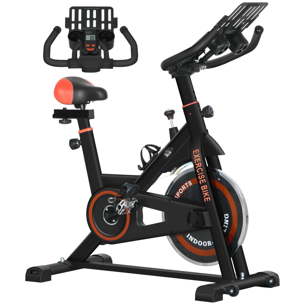Cyclette con Volano da 8 kg e Schermo LCD 103x53x100-114A cm in Acciaio e ABS Rosso e Nero