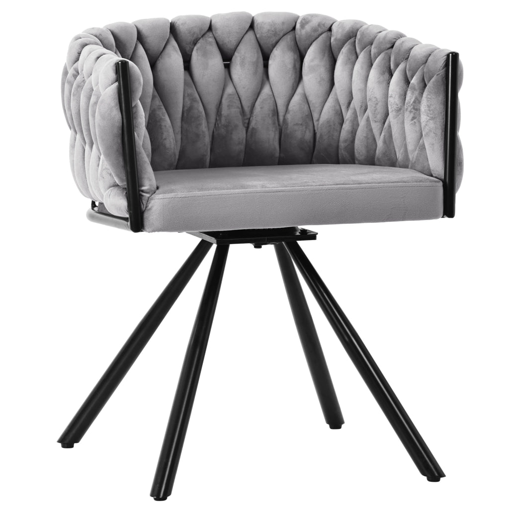 Set di 6 sedie girevoli da pranzo con schienale ergonomico in velluto grigio