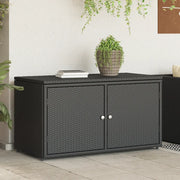 Armadietto Portaoggetti Giardino Nero 110x55x60,5cm Polyrattan 365567