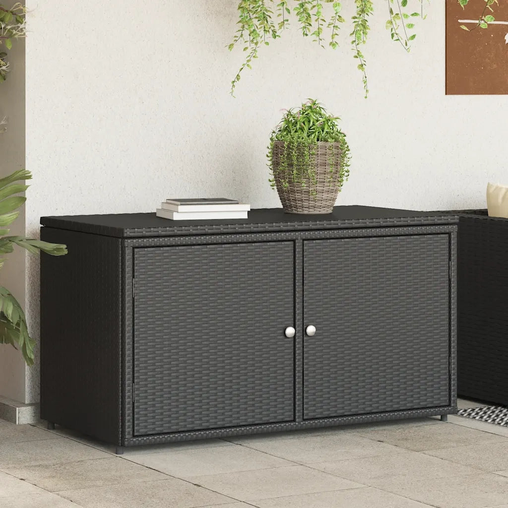 Armadietto Portaoggetti Giardino Nero 110x55x60,5cm Polyrattan 365567