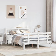 Giroletto con Testiera Bianco 120x190 cm Legno Massello di Pino