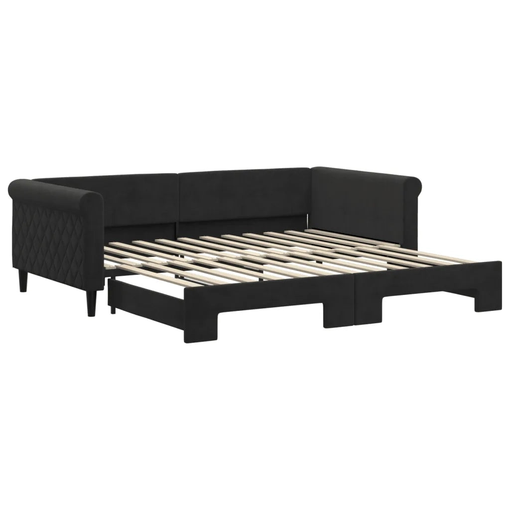 Divano letto | Sof¨¤ letto | Letto singolo Estraibile Nero 100x200 cm in Velluto