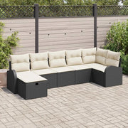 Set di divani con cuscino 7 pcs Nero e Crema polyrattan 3359096