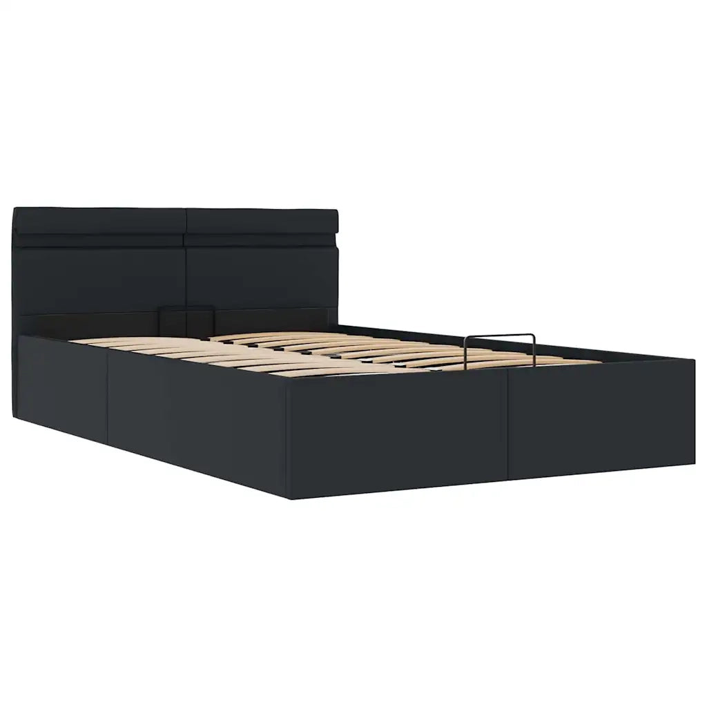 Giroletto Contenitore Idraulico LED Nero Similpelle 140x200 cm