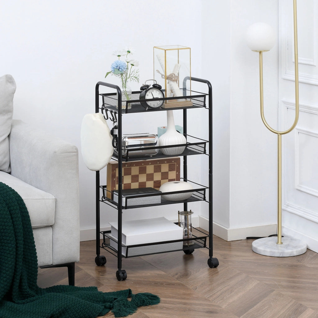 Carrello Multilivello con Cestini ¨C Minimal ¨C Nero 45x26.5x84 cm