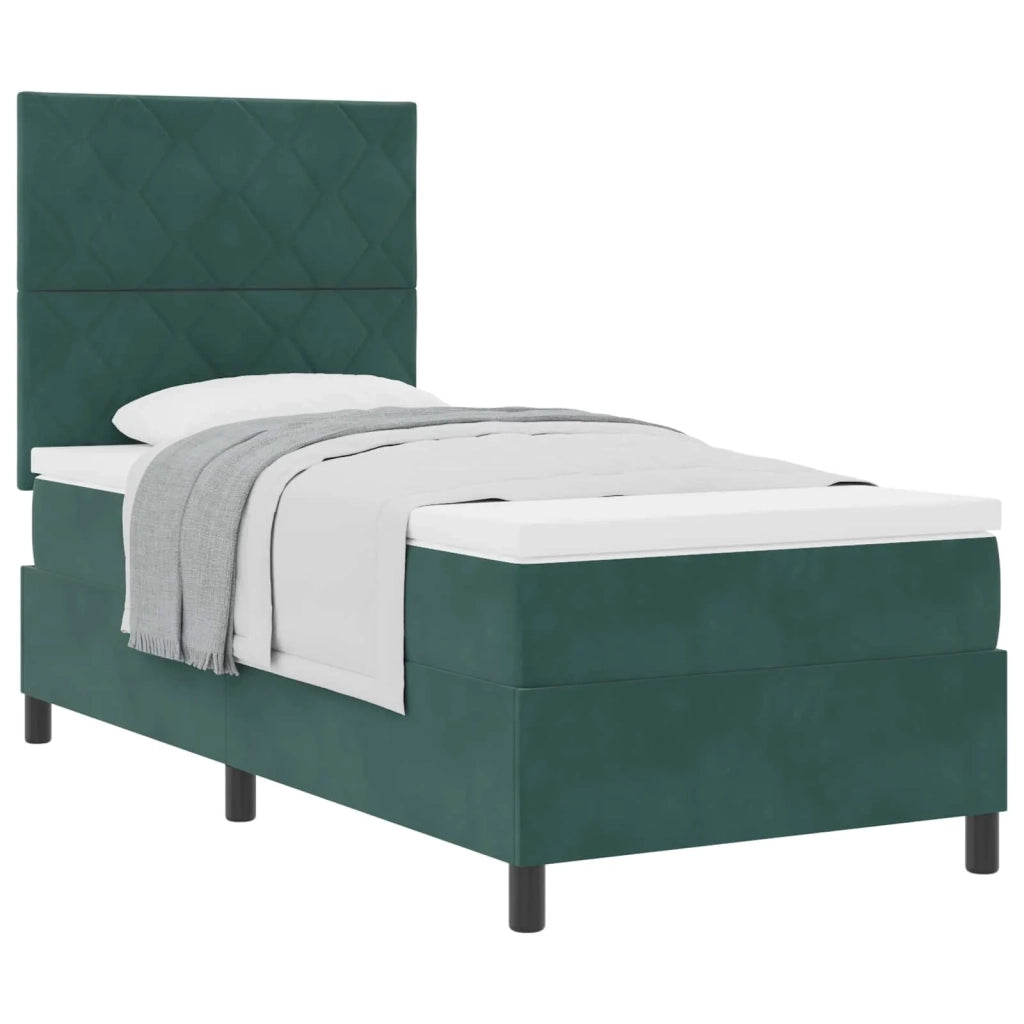 Letto a molle con materasso Verde Scuro 90 x 200 cm Velluto 3339875