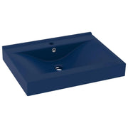 Lavabo con foro per rubinetto lavabo da appoggio lavabo da bagno e cucina uso interno 60 x 46 cm ceramica blu scuro opaco 02_0002765